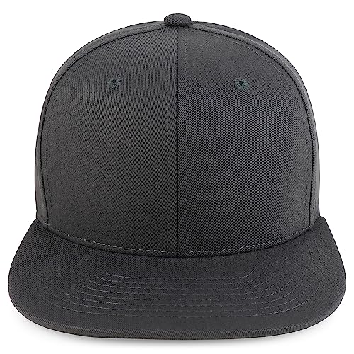 Trendy Apparel Shop 100% Cotton Plain Structured 6 Panels Flatbill Snapback Baseball Cap