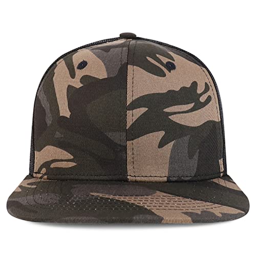 Trendy Apparel Shop Plain Solid Cotton Mesh Flatbill Snapback Cap