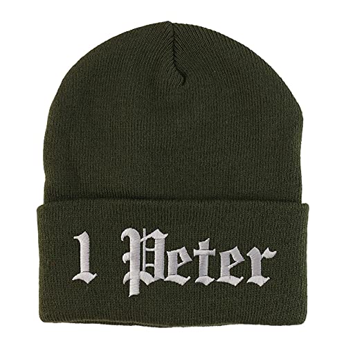 Trendy Apparel Shop 1 Peter Old English Embroidered Long Cuff Beanie