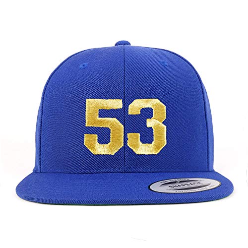 Trendy Apparel Shop Number 53 Gold Thread Flat Bill Snapback Baseball Cap