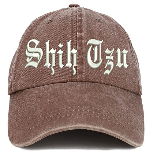 Trendy Apparel Shop Old English Shih Tzu Washed Pigment Dyed Baseball Cap