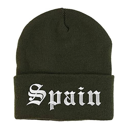 Trendy Apparel Shop Spain Old English Embroidered Long Cuff Beanie