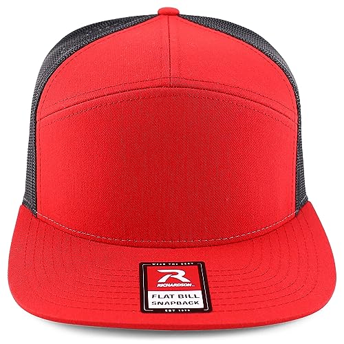 Trendy Apparel Shop Structured High Profile 7 Panel Flat Bill Mesh Back Snapback Cap