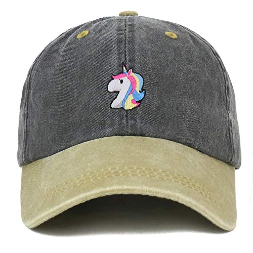 Trendy Apparel Shop Unicorn Patch Pigment Dyed Washed Two Tone Baseball Cap
