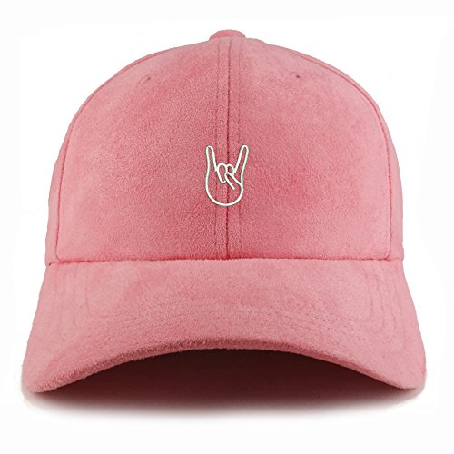 Trendy Apparel Shop Rock on Embroidered Faux Suede Leather Adjustable Cap