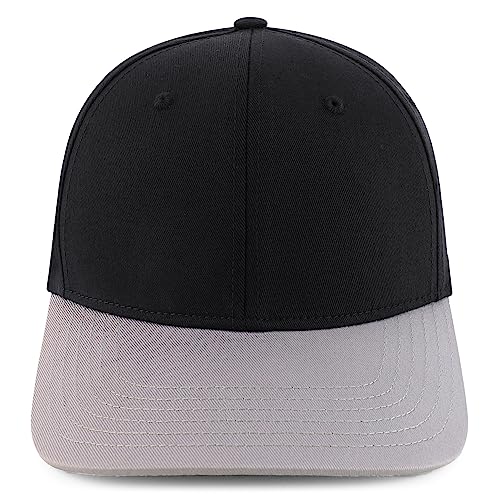 Trendy Apparel Shop Oversize XXL Two Tone Structured Cotton Fitted Baseball Cap