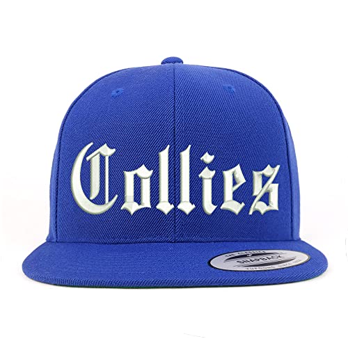Trendy Apparel Shop Old English Collies Embroidered Flatbill Snapback