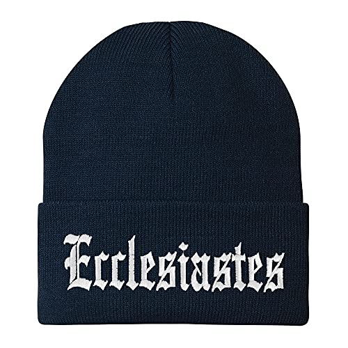 Trendy Apparel Shop Ecclesiastes Old English Embroidered Long Cuff Beanie