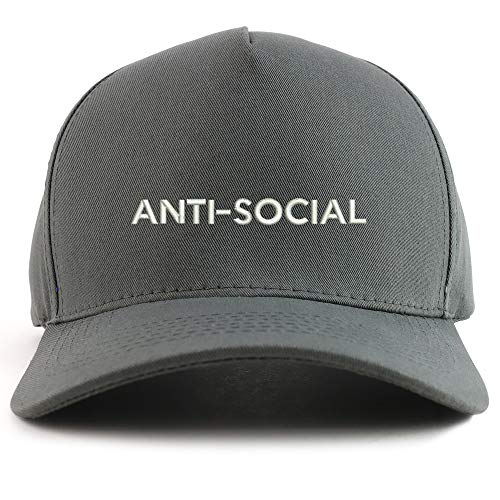 Trendy Apparel Shop Anti-Social Embroidered Oversized 5 Panel XXL Baseball Cap