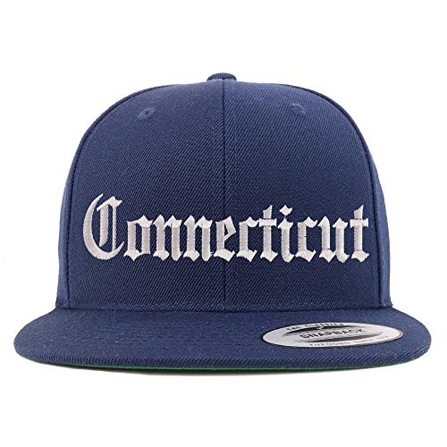 Trendy Apparel Shop Connectiut State Old English Embroidered Flatbill Snapback