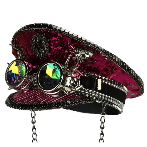 Trendy Apparel Shop Festival Party Sparkly Sequin Rhinestone Captain Hat