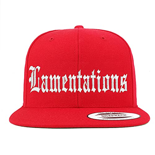 Trendy Apparel Shop Lamentations Old English Embroidered Flatbill Snapback