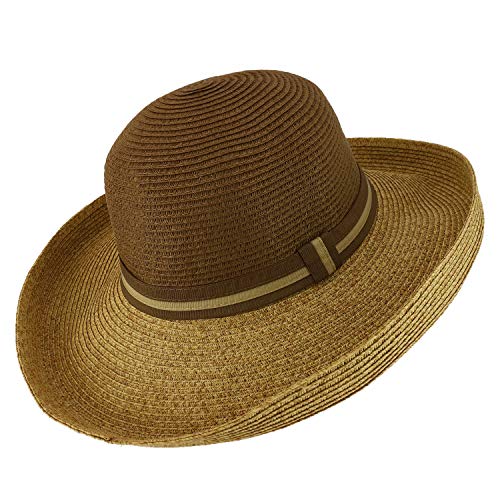 Trendy Apparel Shop UPF 50+ Women's Kettle Tweed Brim Paper Braid Sun Hat
