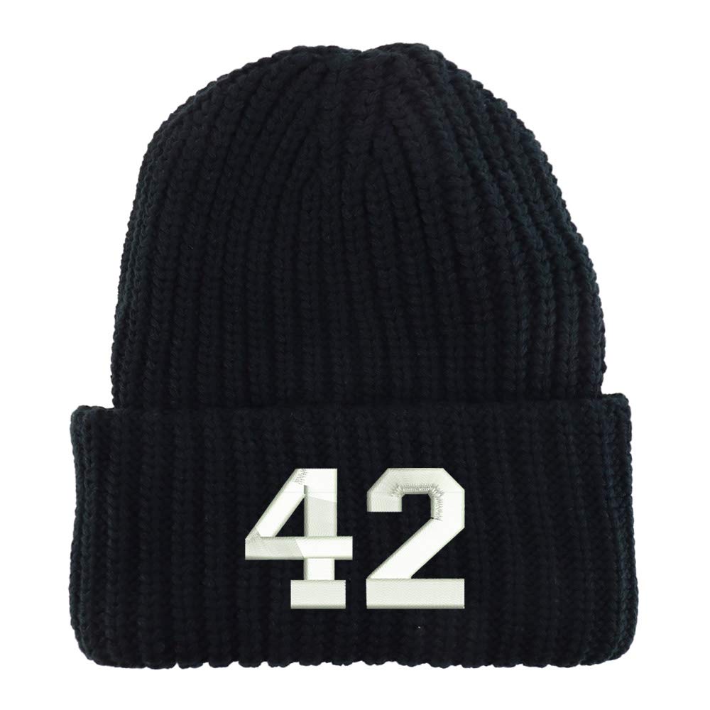 Trendy Apparel Shop Number 42 Collegiate Varsity Long Cuffed Ribbed Beanie