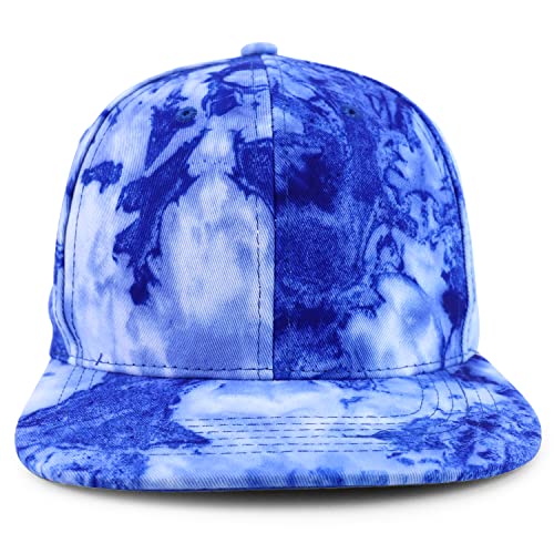 Trendy Apparel Shop Plain 100% Cotton Tie Dye Fabric Pattern Flatbill Snapback Baseball Cap