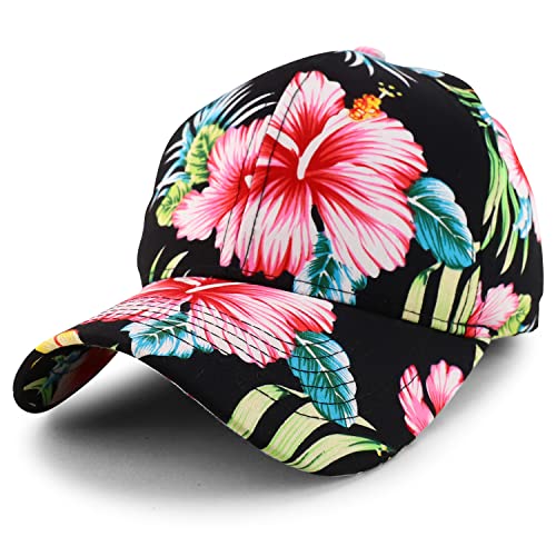 Trendy Apparel Shop Tropical Flower Hibiscus Pattern Print Baseball Cap