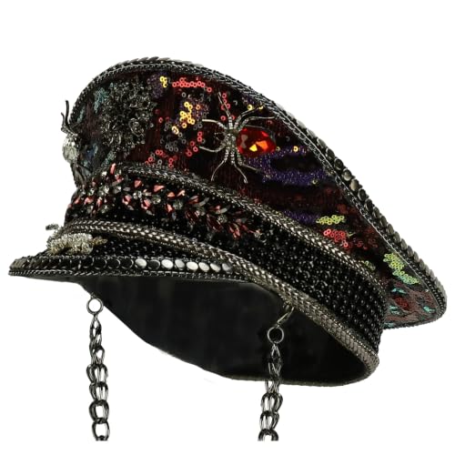 Trendy Apparel Shop Festival Party Sparkly Sequin Rhinestone Captain Hat