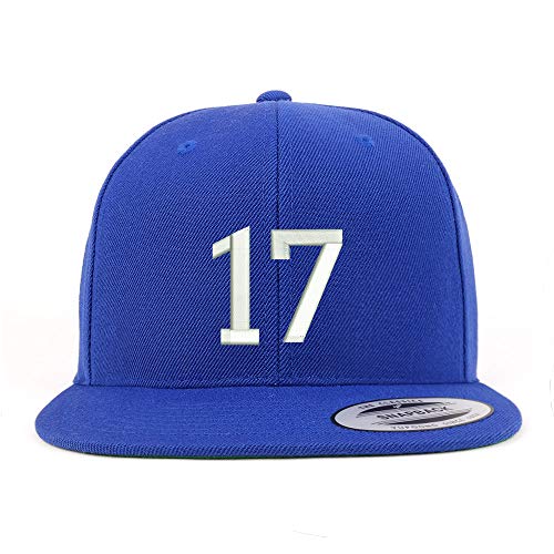 Trendy Apparel Shop Number 17 Embroidered Snapback Flatbill Baseball Cap