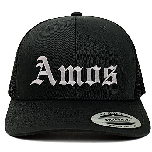 Trendy Apparel Shop Amos Old English 6 Panel Trucker Mesh Cap