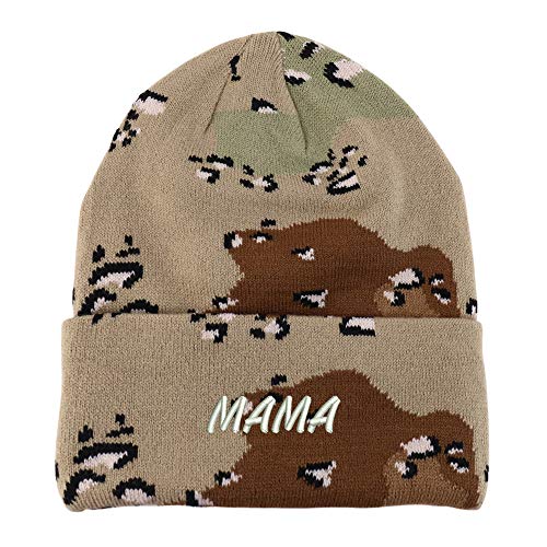 Trendy Apparel Shop Mama Embroidered Made in USA Camo Beanie