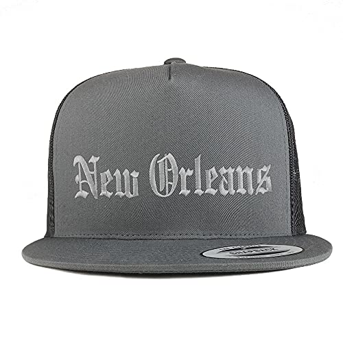 Trendy Apparel Shop New Orleans Old English 5 Panel Flatbill Trucker Cap