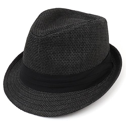 Trendy Apparel Shop Kid's Lightweight Straw Fedora Hat with Hat Band