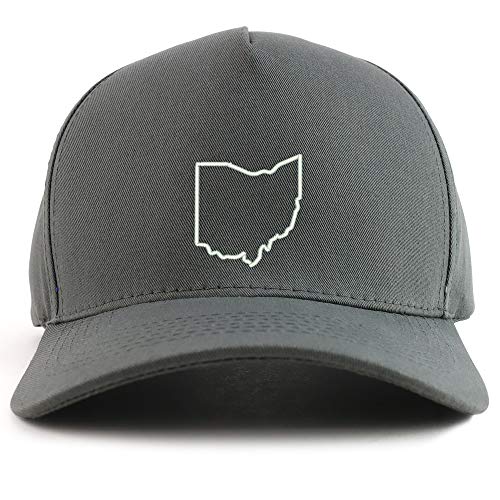 Trendy Apparel Shop Ohio State Outline Embroidered Oversized 5 Panel XXL Baseball Cap