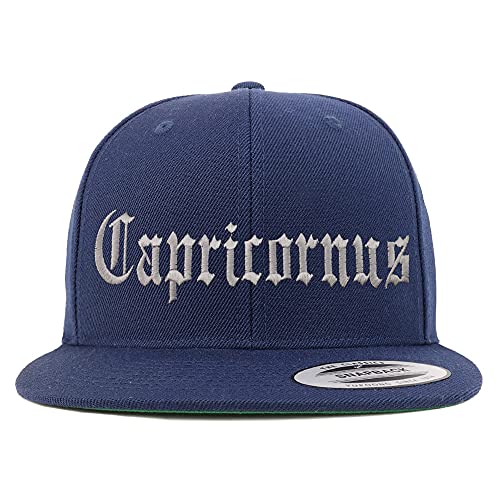 Trendy Apparel Shop Capricornus Old English Embroidered Flatbill Snapback