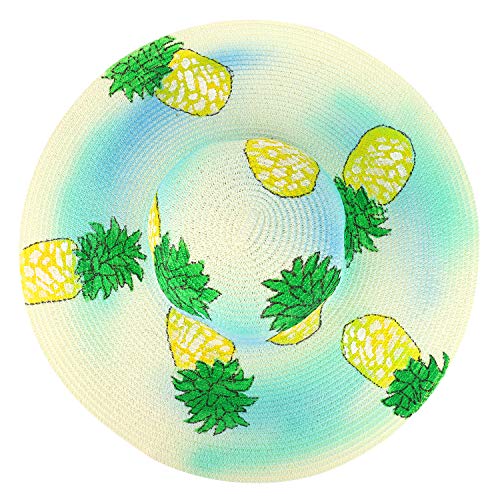 Trendy Apparel Shop Colorful Pineapple Summer Paper Braid Wide Brim Sun Hat
