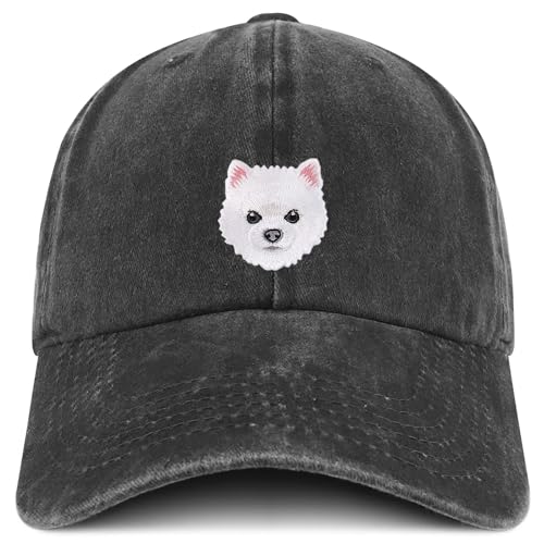 Trendy Apparel Shop Samoyed Embroidered Patch Pigment Dyed Soft Cotton Baseball Cap