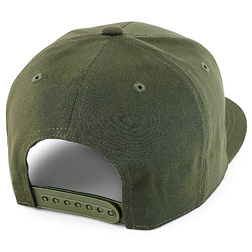 Trendy Apparel Shop 100% Cotton Plain Structured 6 Panels Flatbill Snapback Baseball Cap