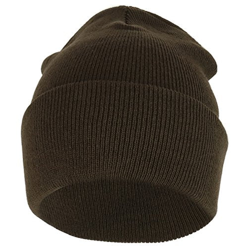 Trendy Apparel Shop Plain Long Cuff Winter Acrylic Beanie Cap
