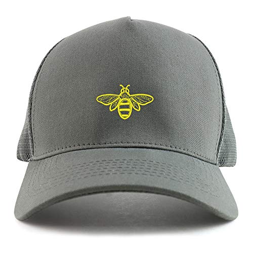 Trendy Apparel Shop Bee Embroidered Oversized 5 Panel XXL Trucker Mesh Cap