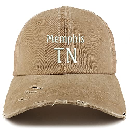 Trendy Apparel Shop Memphis TN Embroidered Frayed Bill Trucker Mesh Back Cap