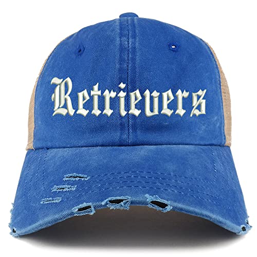 Trendy Apparel Shop Old English Retrivers Frayed Bill Trucker Mesh Back Cap