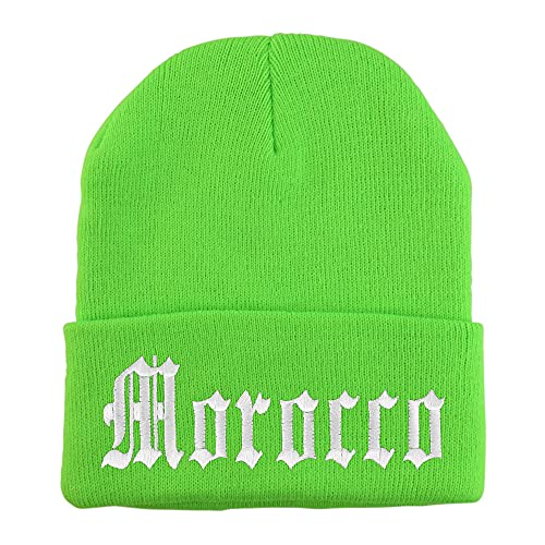 Trendy Apparel Shop Morocco State Old English Embroidered Long Cuff Beanie