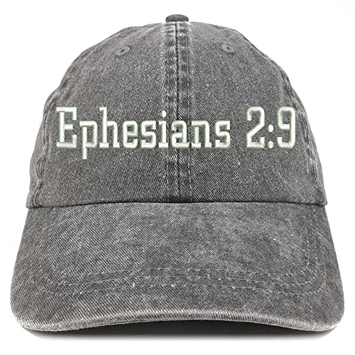 Trendy Apparel Shop Ephesians 2:9 Washed Pigment Dyed Baseball Cap