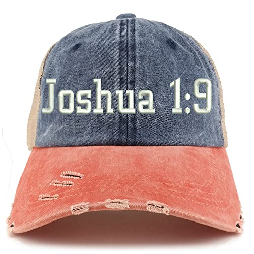 Trendy Apparel Shop Joshua 1:9 Frayed Bill Trucker Mesh Back Cap