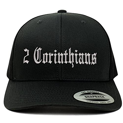 Trendy Apparel Shop 2 Corinthians Old English 6 Panel Trucker Mesh Cap