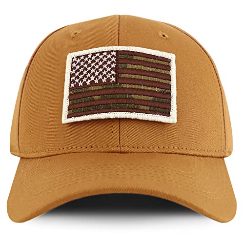 Trendy Apparel Shop Camo USA Flag Patch Tactical Cap, Fits Child to Adult 2XL