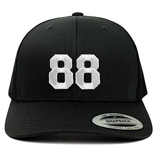 Trendy Apparel Shop Number 88 White Thread Embroidered Retro Trucker Mesh Cap