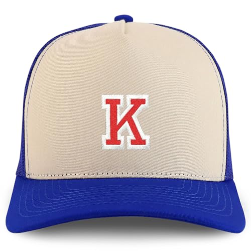 Trendy Apparel Shop Letter K Varsity Font 5 Panel Structured Trucker Cap