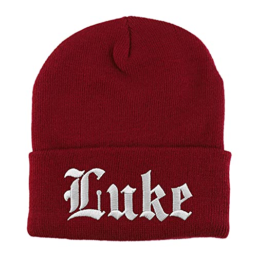 Trendy Apparel Shop Luke Old English Embroidered Long Cuff Beanie