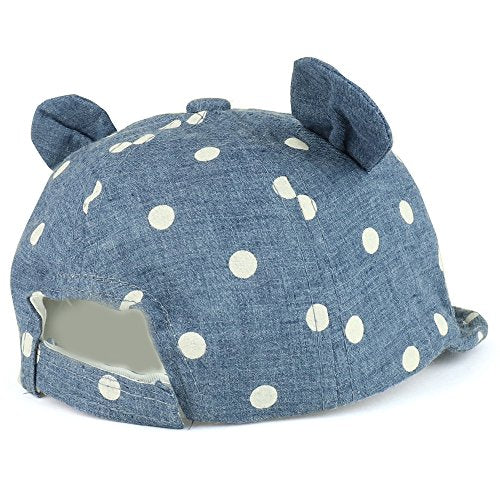Trendy Apparel Shop Polka Dot Print Animal Ear Stitched Unstructured Infant to Toddler Baseball Hat