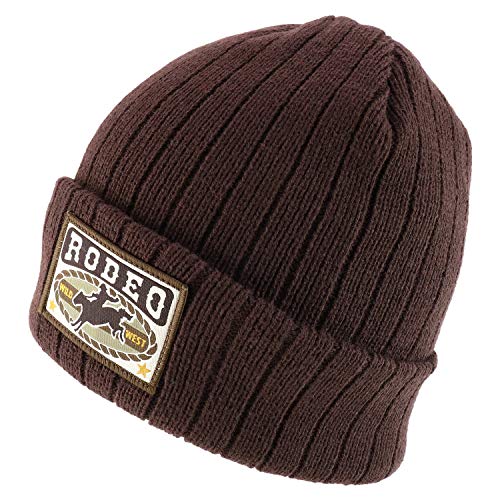 Trendy Apparel Shop Rodeo Patch Embroidered Outdoor Long Cuff Winter Beanie