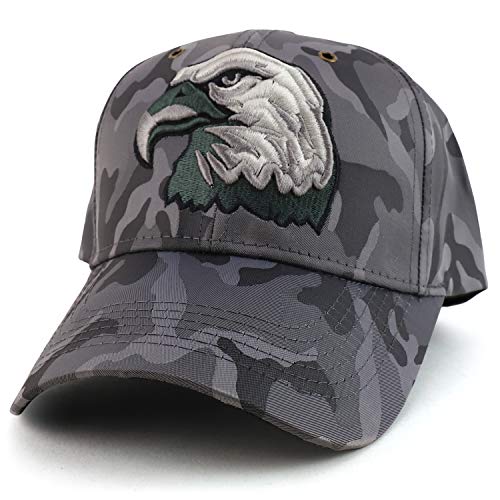 Trendy Apparel Shop Big Eagle Head Nyon Camo Structured Baseball Cap