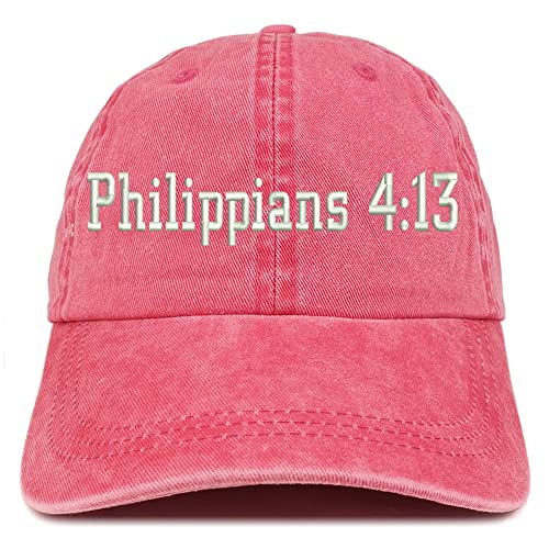 Trendy Apparel Shop Philippians 4:13 Washed Pigment Dyed Baseball Cap