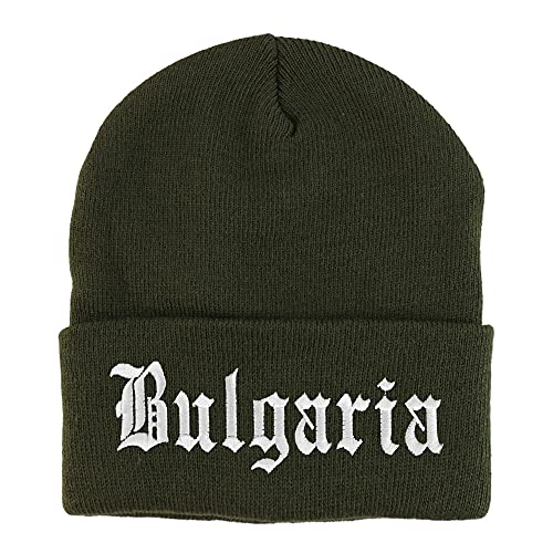 Trendy Apparel Shop Bulgaria Old English Embroidered Long Cuff Beanie
