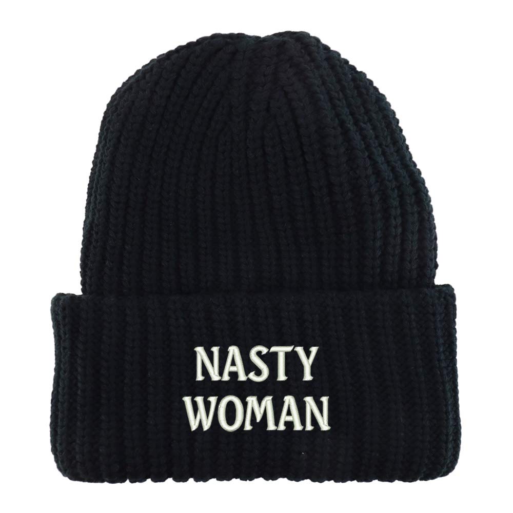 Trendy Apparel Shop Nasty Woman Long Cuffed Thick Ribbed Knit Beanie