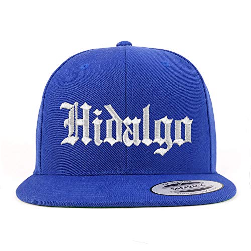 Trendy Apparel Shop Old English Hidalgo White Embroidered Flatbill Snapback Baseball Cap